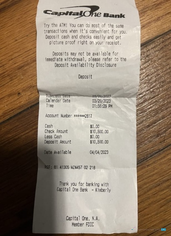 Download USA Capital one bank payment receipt Photoshop template